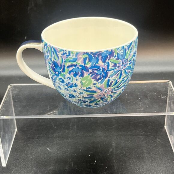 Lilly Pulitzer Coffee Tea Mug Blue Green Floral Beachy - Picture 4 of 6